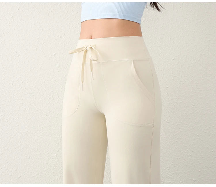 Women's Casual Loose Straight Running Sweatpants Wide Leg Drawstring Design With Side Pockets Leggings Yoga Pants The Clothing Company Sydney
