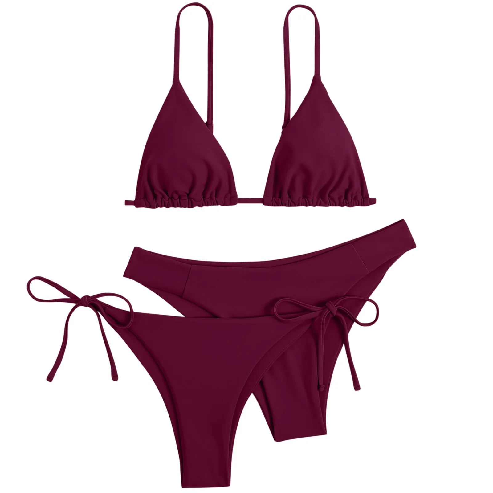 3 Piece Bikini Set Women Solid Blue Purple Push Up Bandage Triangle Swimsuit Brazilian Beach Bathing Suit Swimwear - The Clothing Company Sydney