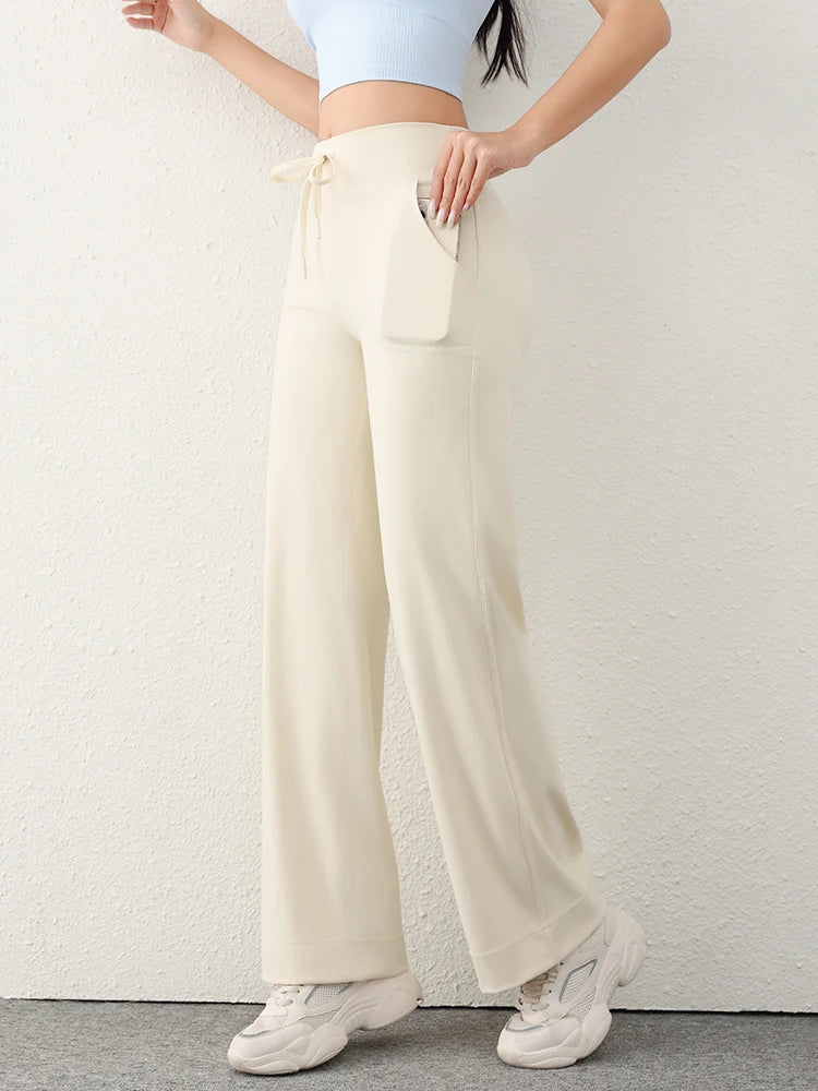 Women's Casual Loose Straight Running Sweatpants Wide Leg Drawstring Design With Side Pockets Leggings Yoga Pants The Clothing Company Sydney