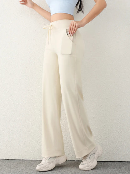 Women's Casual Loose Straight Running Sweatpants Wide Leg Drawstring Design With Side Pockets Leggings Yoga Pants The Clothing Company Sydney