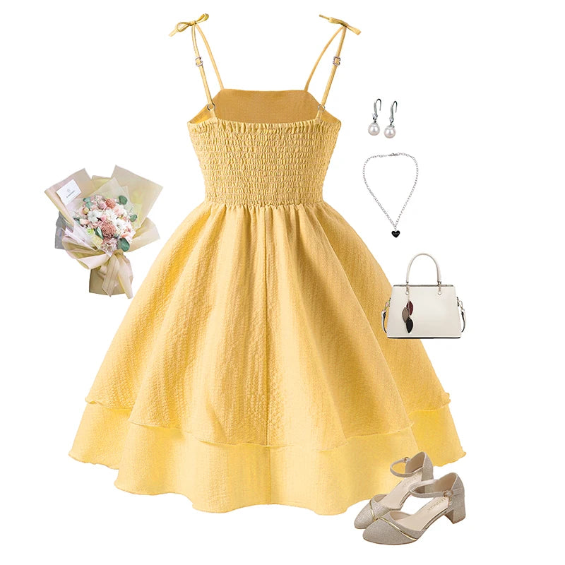 Kids Set Pink Tiered Sling Princess Dress Sweet Style Tween Girls Dress Birthday Party Dress The Clothing Company Sydney