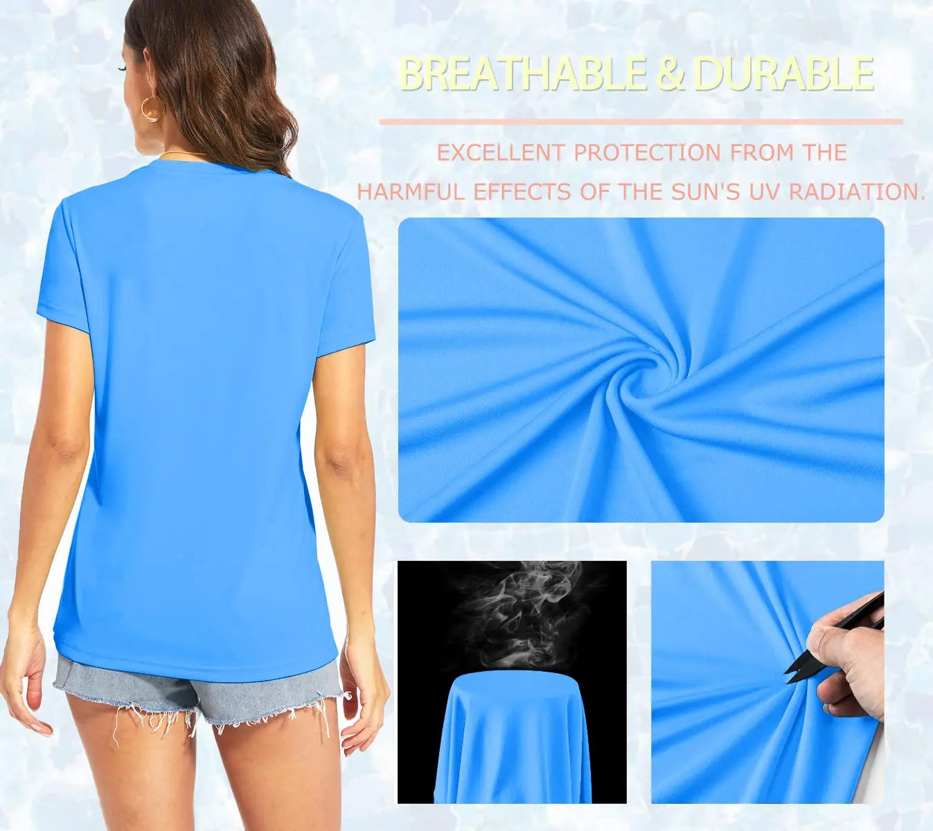 UPF 50+ Summer Short Sleeve V-Neck T-shirts Womens Sun Protection T-shirts Quick Dry Hiking Running Tee Shirts Tops - The Clothing Company Sydney