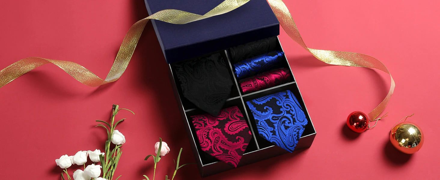 Luxury Men's Tie Sets In Gift Box Paisley Striped Necktie Handkerchief For Men Wedding Formal Clothing Accessories Set The Clothing Company Sydney
