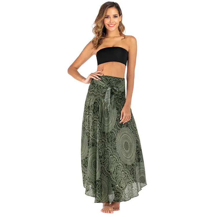 Women's Summer Long Boho Bottom Vintage Casual Loose Fashion y2k Maxi 2 in 1 Skirt Dress - The Clothing Company Sydney