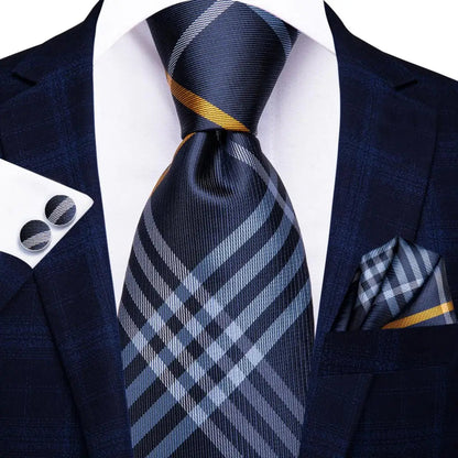 Blue Paisley Silk Tie Set – Necktie, Cufflinks & Hanky for Men The Clothing Company Sydney