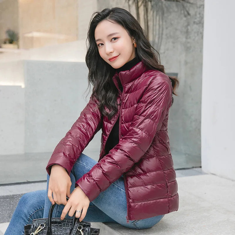 Women Spring Jacket Fashion Short Ultra Lightweight Packable Puffer Coats 15 Colors Female Down Warm Korean Slim Fit Parkas 5XL The Clothing Company Sydney