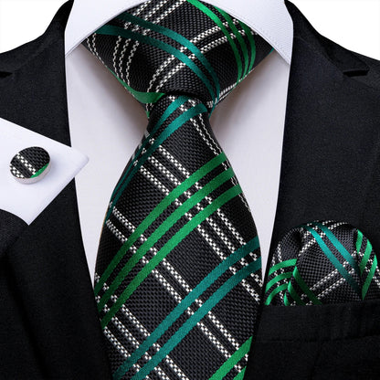 Plaid Print Men's Tie Set 8cm Width Neck Tie Handkerchief Cufflinks Business Wedding Tie Gift Set The Clothing Company Sydney