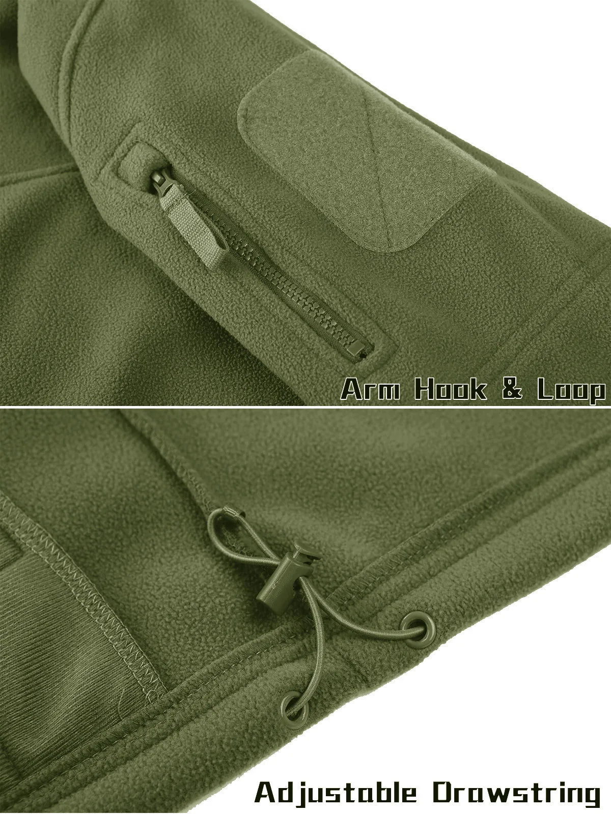 Full Zip Up Tactical Green Fleece Jacket Thermal Warm Work Coats Men's Pockets Safari Jacket Hiking Outwear Windbreaker - The Clothing Company Sydney