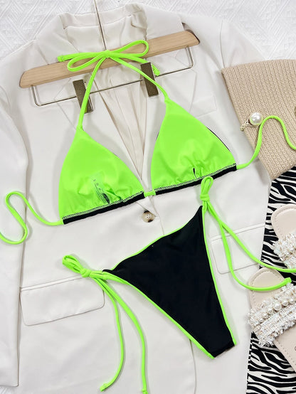 2 Piece Leopard Micro Bikini Swimsuit Swimwear Thong Bikinis Sets Brazilian Halter Beach Wear Bathing Suits The Clothing Company Sydney
