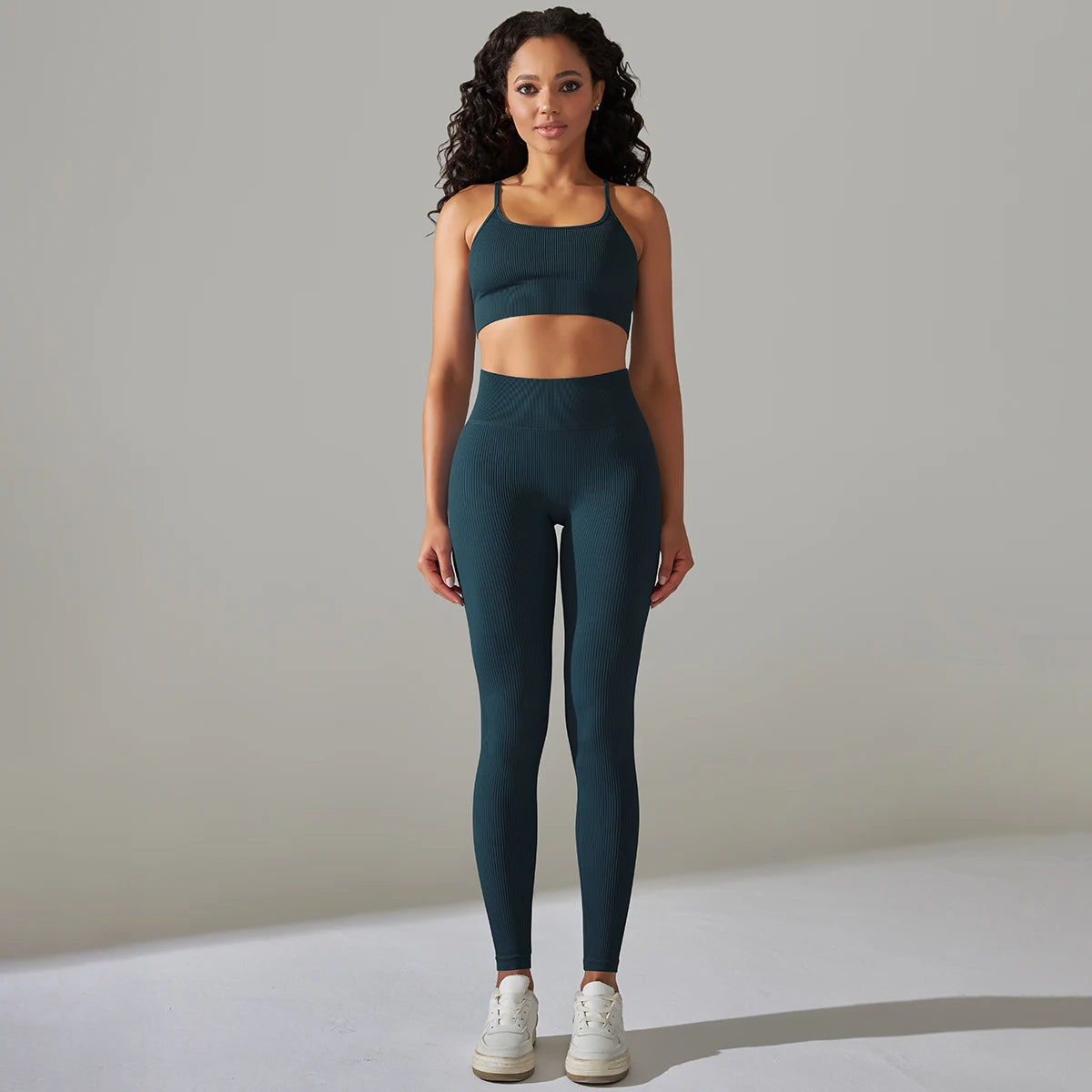 Seamless Ribbed Women's Sportswear Two Piece Yoga Set High Waist Gym Leggings Crop Top Fitness Sports Suits Acid Wash Activewear The Clothing Company Sydney