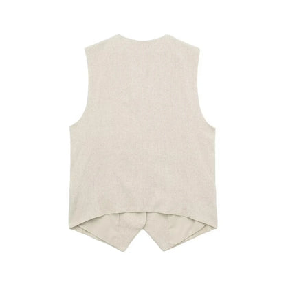2 Piece Women's Suit Button V Neck Waistcoats Elegant Vest Top Zipper High Waist Slim Pants Shorts Summer Female Streetwear - The Clothing Company Sydney