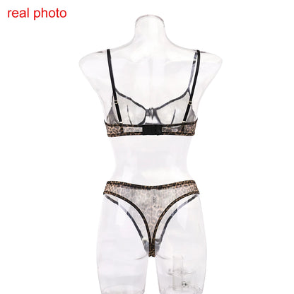 Seamless Bra Set See Through Lingerie Outfit Fine Lace Underwear Intimate 2 Piece Set - The Clothing Company Sydney