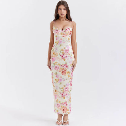 Summer Spaghetti Strap Floral Print Party Dresses Elegant Maxi Bodycon Wedding Guest Holiday Dress The Clothing Company Sydney