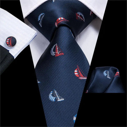 Blue Paisley Silk Tie Set – Necktie, Cufflinks & Hanky for Men The Clothing Company Sydney