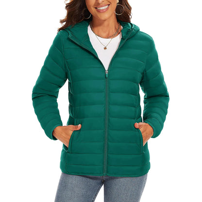 Warm Puffer Jackets Hooded Womens Full Zip Multi-pockets Quilted Jacket Winter Waterproof Camping Down Coat Lightweight Parka The Clothing Company Sydney