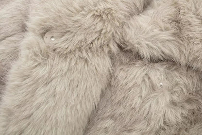 Women's Fashion Cropped Faux Fur Jacket Coat Long Sleeve Front Snap-button Outerwear Chic Lapel Collar Thick Coat The Clothing Company Sydney