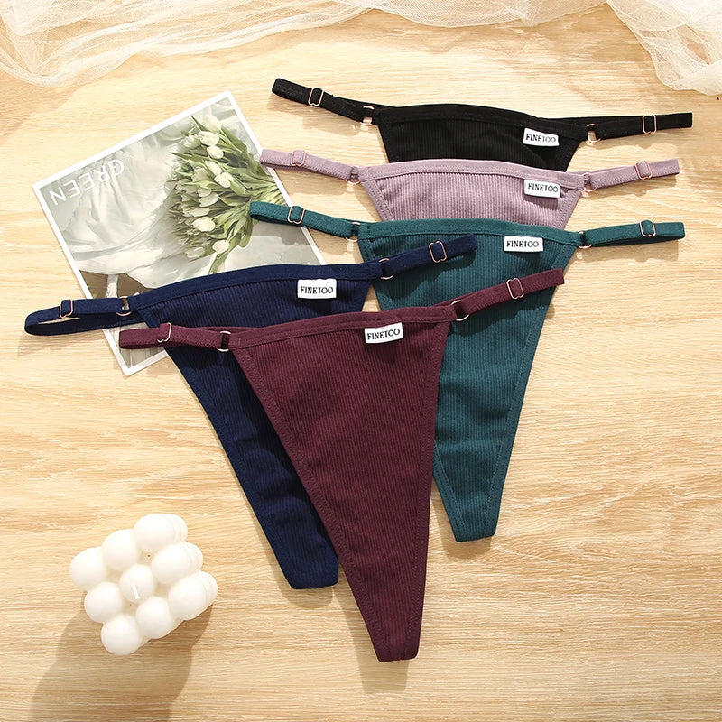 5 Pack Adjustable Women's Panties Cotton Panties Solid Low Waist Seamless Thongs Underpants Women Lingerie Set The Clothing Company Sydney
