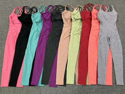 One Piece Backless Bodycon Scrunch Jumpsuit Women Dance Fitness Overalls Push Up Sleeveless Yoga Sport Jump Suit The Clothing Company Sydney