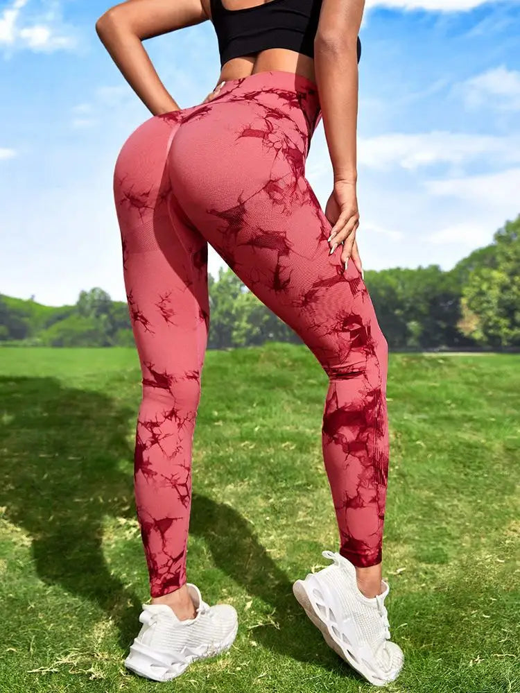 Hip Lifting Seamless Fitness Gym Leggings Tie-Dye Yoga Pants Women's Exercise Tights High Waist Workout Pants The Clothing Company Sydney