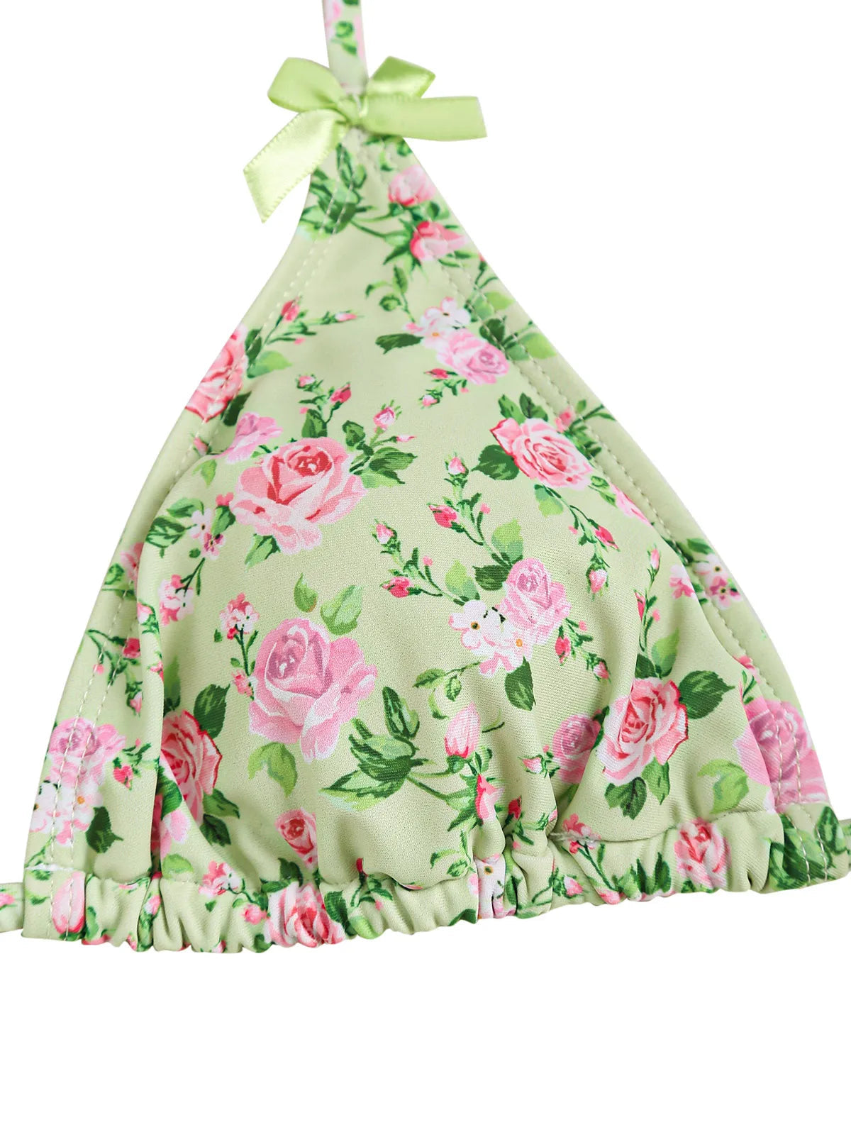 Women's Bow Decor Tiny Floral Halter Tie Side String Triangle Two Piece Swimwear Bikini Set The Clothing Company Sydney