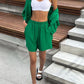 Summer Women's Suit Cotton Casual Shorts and Shirts 2 Piece  Matching Outfit Set Linen Fashion Blouse Women's Suit - The Clothing Company Sydney