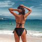 Women's V Neck Solid Logo Print Triangle Bikini Set Two Piece Set Swimsuit Bathing Suit Swimwear Beach Suit - The Clothing Company Sydney