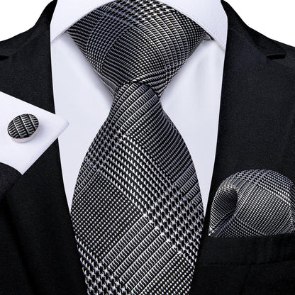 Plaid Print Men's Tie Set 8cm Width Neck Tie Handkerchief Cufflinks Business Wedding Tie Gift Set The Clothing Company Sydney