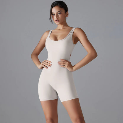 V Back Scrunch Sports Jumpsuit Gym Romper Sleeveless Sportswear Bodysuits Women Casual One-Piece Suit Yoga Clothing - The Clothing Company Sydney