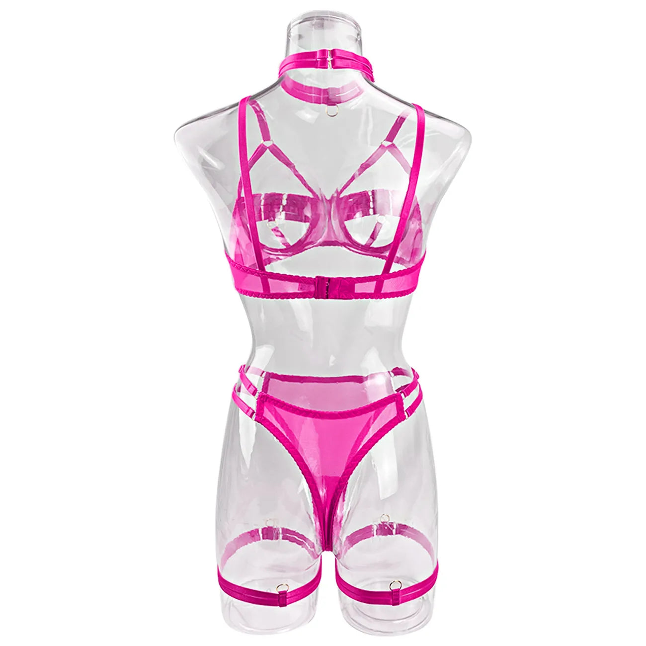 5-Piece Costume Hollow Underwear Sensual Open Bra Outfits Lingerie Set - The Clothing Company Sydney