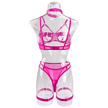5-Piece Costume Hollow Underwear Sensual Open Bra Outfits Lingerie Set - The Clothing Company Sydney