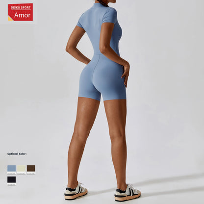 Women's One-piece Yoga Pants Short/Long-sleeved Warm ski Overalls Outerwear High Elastic Cycling Bodybuilding Bodysuit - The Clothing Company Sydney