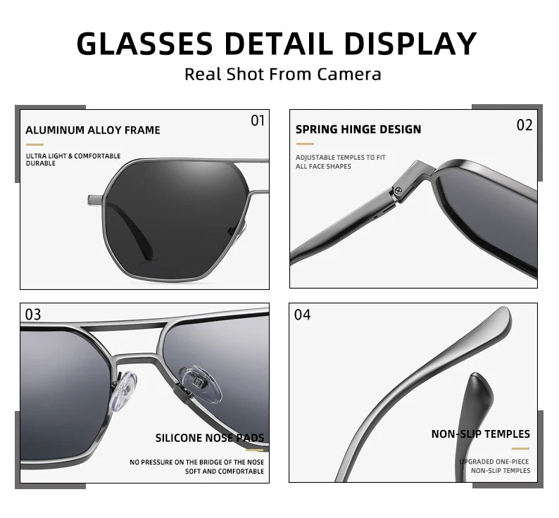 Fashion Aluminum Photochromic Sunglasses Men Women Polarised Sun Glasses Chameleon Anti-glare Driving Sunglasses - The Clothing Company Sydney