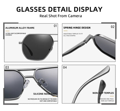 Fashion Aluminum Photochromic Sunglasses Men Women Polarised Sun Glasses Chameleon Anti-glare Driving Sunglasses - The Clothing Company Sydney