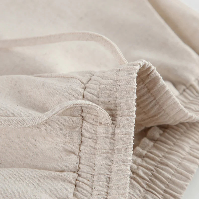 Spring Summer Holiday Linen Pant Set Crop Tops Solid Outfits 2 Two Piece Matching Outfit Set For Women - The Clothing Company Sydney