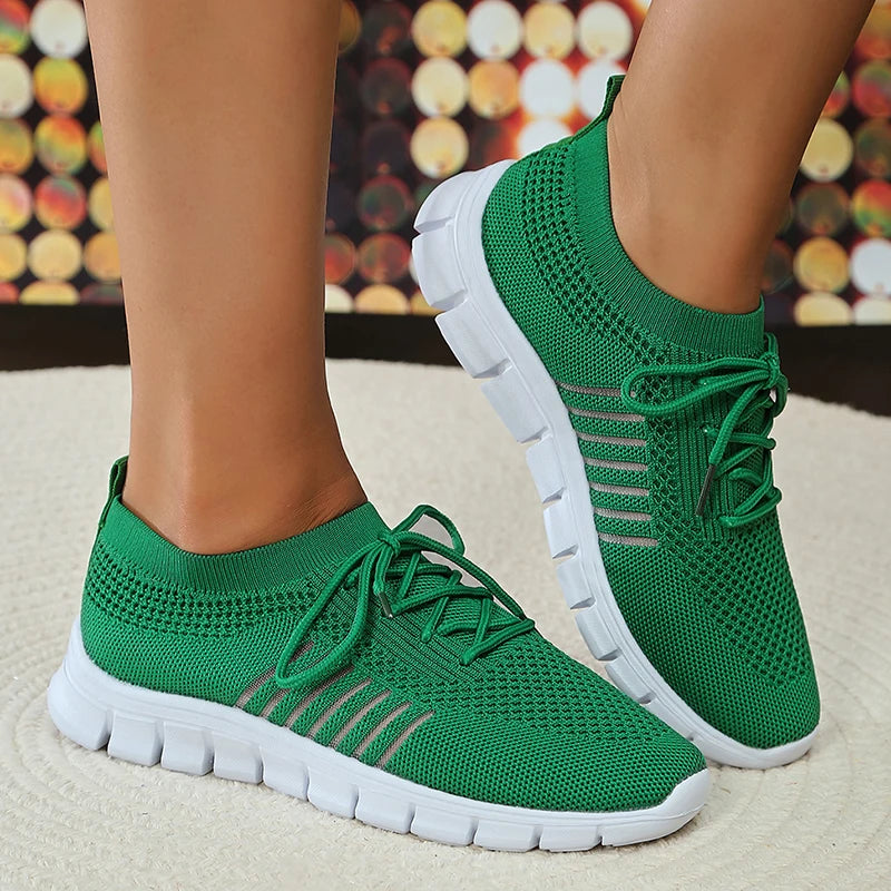 Mesh Breathable Soft Sole Sneakers Lightweight Non-Slip Running Walking Casual Lace Up Flats Shoes - The Clothing Company Sydney