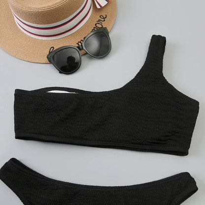 One Shoulder Bikini Women Swimwear Swimsuit Solid Beachwear Bathers Bathing Suit The Clothing Company Sydney