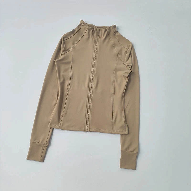 Women Sports Jacket Zip Fitness Yoga Shirt Workout Running Coats Warm Gym Long Sleeve Top Cardigan Slim Tight Jacket Activewear The Clothing Company Sydney