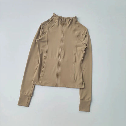 Women Sports Jacket Zip Fitness Yoga Shirt Workout Running Coats Warm Gym Long Sleeve Top Cardigan Slim Tight Jacket Activewear The Clothing Company Sydney