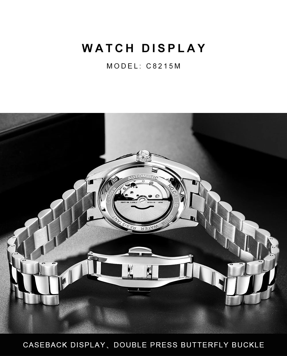 Cadisen DD40 Mens Luxury Automatic AR Sapphire Glass Mechanical Wristwatch 10Bar Miyota 8285 Movt Watch - The Clothing Company Sydney