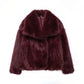 Women's Fashion Cropped Faux Fur Jacket Coat Long Sleeve Front Snap-button Outerwear Chic Lapel Collar Thick Coat The Clothing Company Sydney