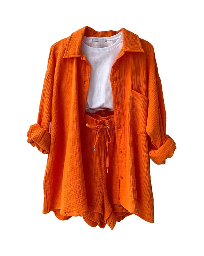 Summer Women's Suit Short Sets Outfits Suit Two Piece Button Up Matching Outfit Set - The Clothing Company Sydney