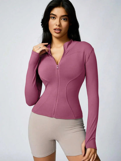 Women's Zipper Turtleneck Sports Long-Sleeve Sports Top, Gym Wear Ladies' Sportswear for Indoor Outdoor Jacket The Clothing Company Sydney