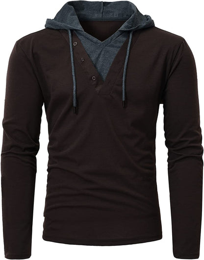Men's Hoodies Sweatshirts Long Sleeve Solid Patchwork Single Breasted Drawstring Lightweight Casual Street Home Clothing Top The Clothing Company Sydney