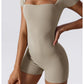Summer Yoga Suit Women's Short One Piece Short Sleeve Gym Push Up Training Fitness Yoga Bodysuit Sportswear Outfit The Clothing Company Sydney