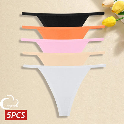 5 Pack Women's Cotton Panties Underwear Low Waist G-String Thongs Breathable Lingerie Set The Clothing Company Sydney
