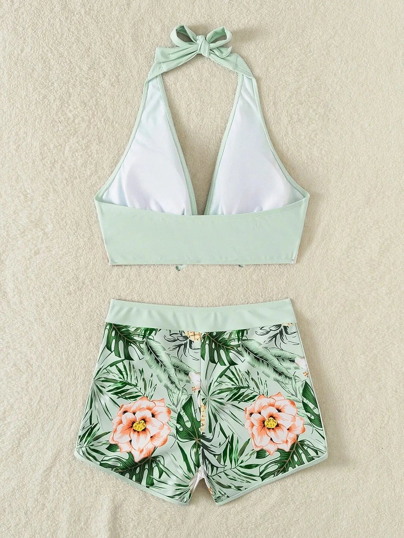 2 Piece Halter Bikini Set Shorts Swimsuit High Waist Swimwear Female Printed Bathers Swimming Bathing Swim Suit Beachwear - The Clothing Company Sydney