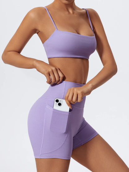 Women Two Piece Gym Workout Bra Yoga Set Shorts Fitness Wear Quick-Dry Sports Bra Flared Pants Suits - The Clothing Company Sydney