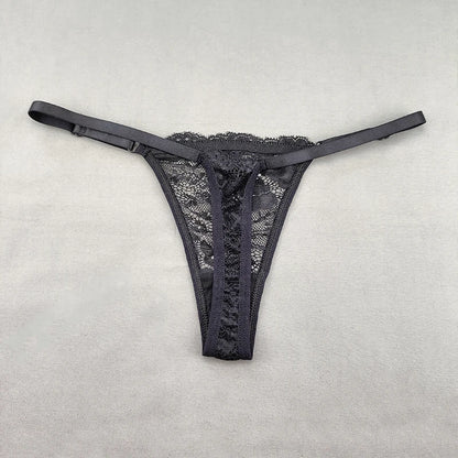 3 Pack Women's Lace Hollow Out Thongs Thin Sheer G-Strings Ultra-low Rise Seamless Panties Perspective Bow Knickers - The Clothing Company Sydney