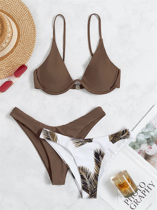 3 Piece Bikini Women Swimsuit Solid Print Sling Bikinis Set Thong Swimwear Summer Beach Wear Bathing Suit The Clothing Company Sydney