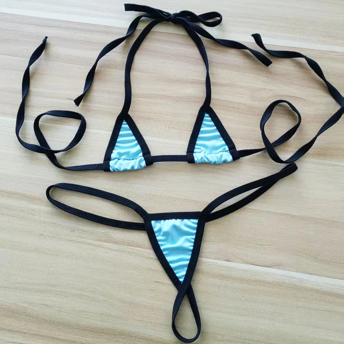 2 Piece Halter Neck Bikini Lingerie Set Mini Bikini Open Micro Bra Top Briefs Panties Swimwear Swimsuit The Clothing Company Sydney